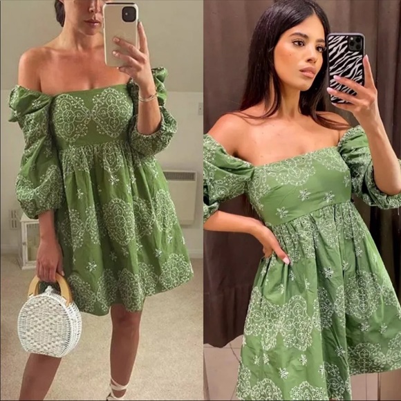 🔥 SOLD Zara embroidered puffed sleeve dress - Picture 7 of 16